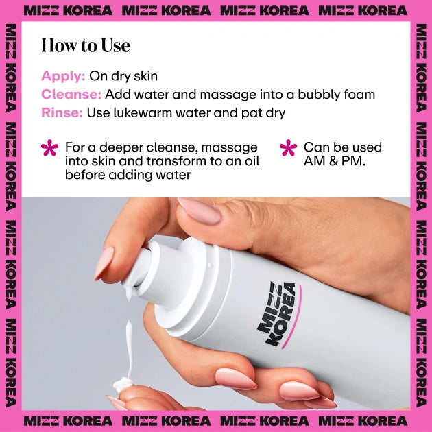 Mizz Korea Dream Team 2-in-1 Double Cleanse how-to-use graphic